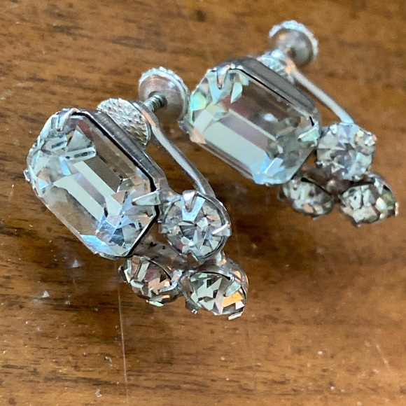 EISENBERG vintage 30s rhinestone screwback earrings - Picture 2 of 6